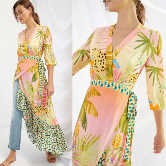 Anthropologie Farm Rio Tropical Wrap Maxi Dress - Picture 3 of 11